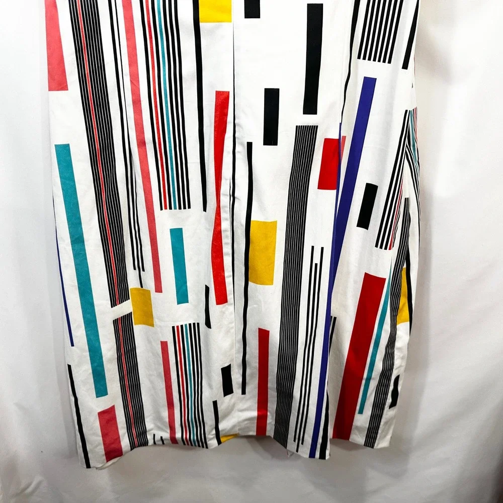 ASHRO Plus Size 20W Dress Sleeveless Colorful Striped‎ Sheath White Career 1683